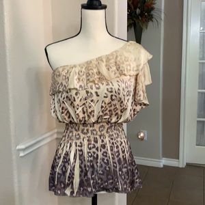Papaya animal print peplum top